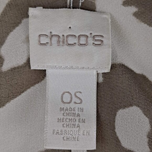 Chico's One Size Cream and Brown Animal Print Open Front Kimono/Duster Sheer - Picture 9 of 11